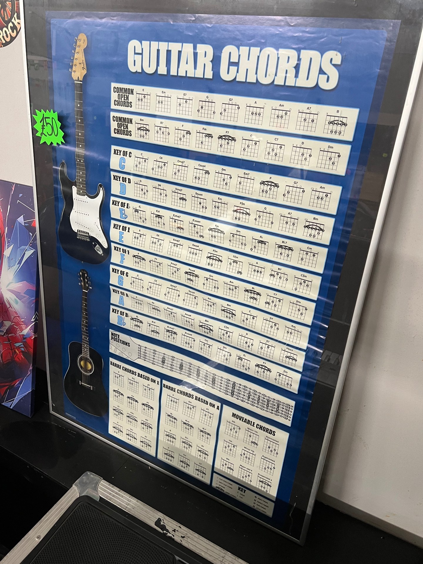 Guitar Chords Framed Wall Chart