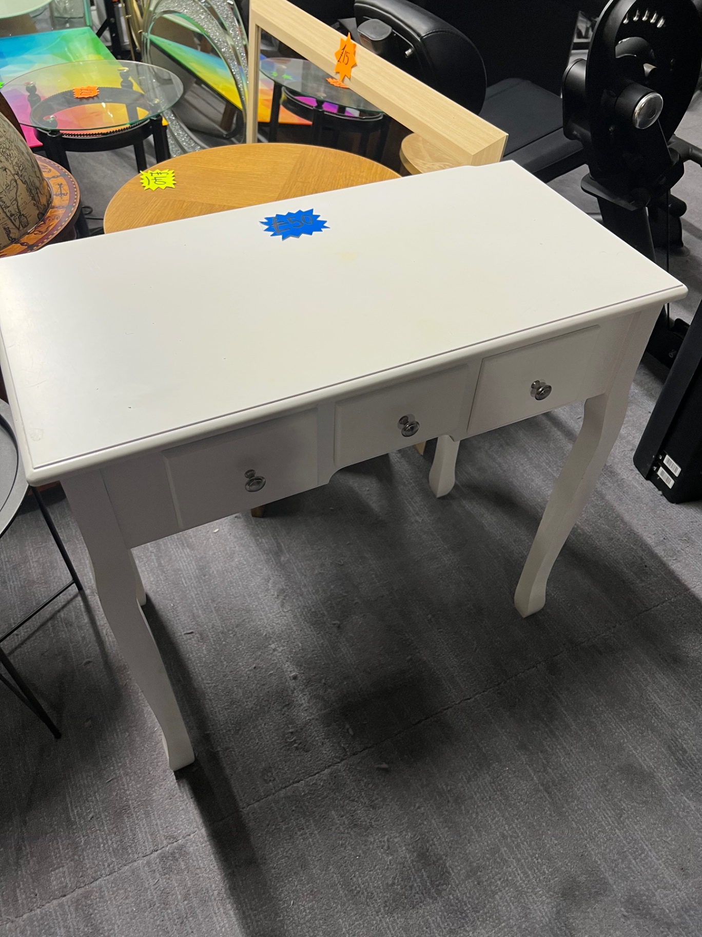 White Three-Drawer Console Table