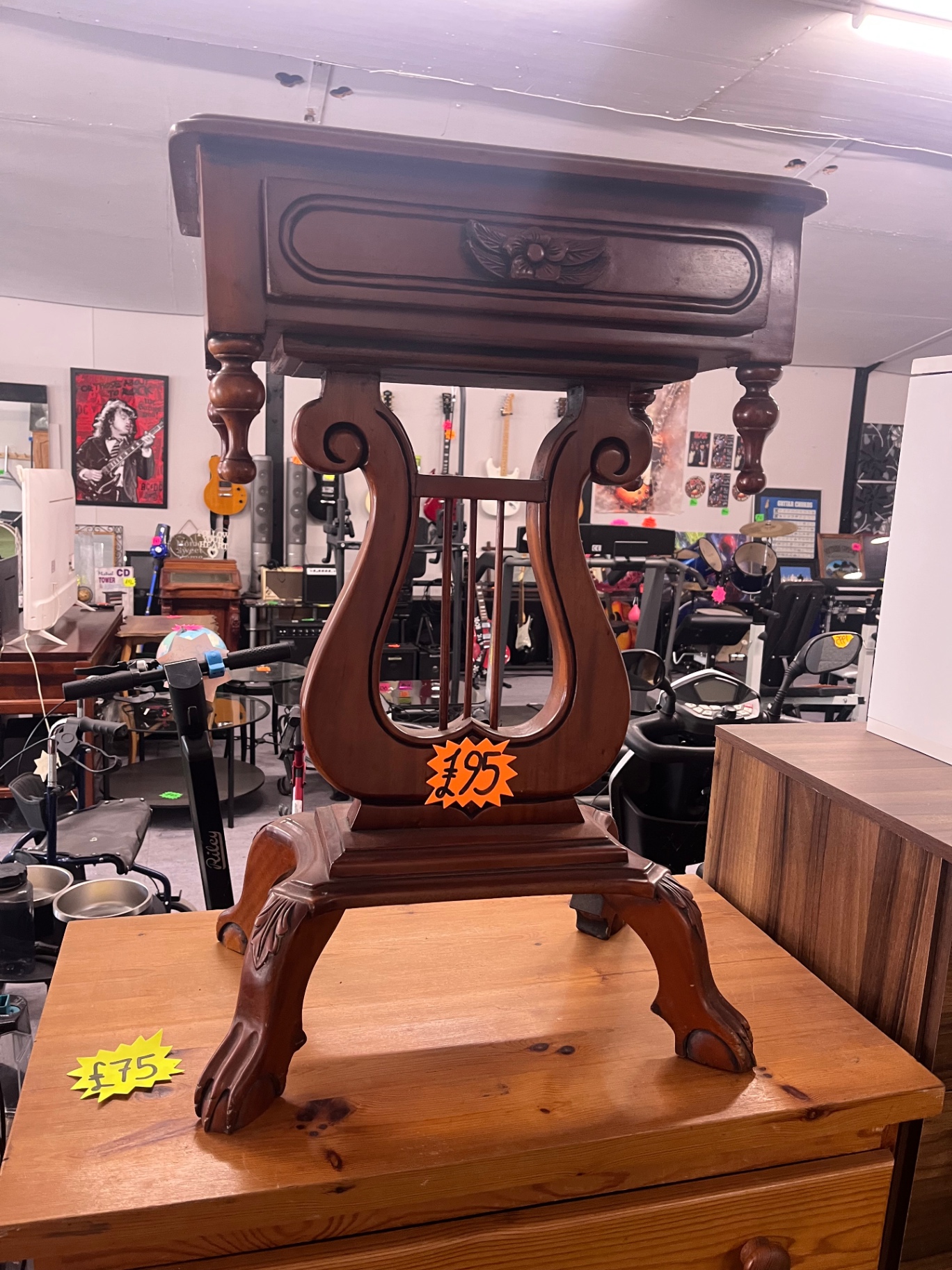 Mahogany Lyre-End Side Table