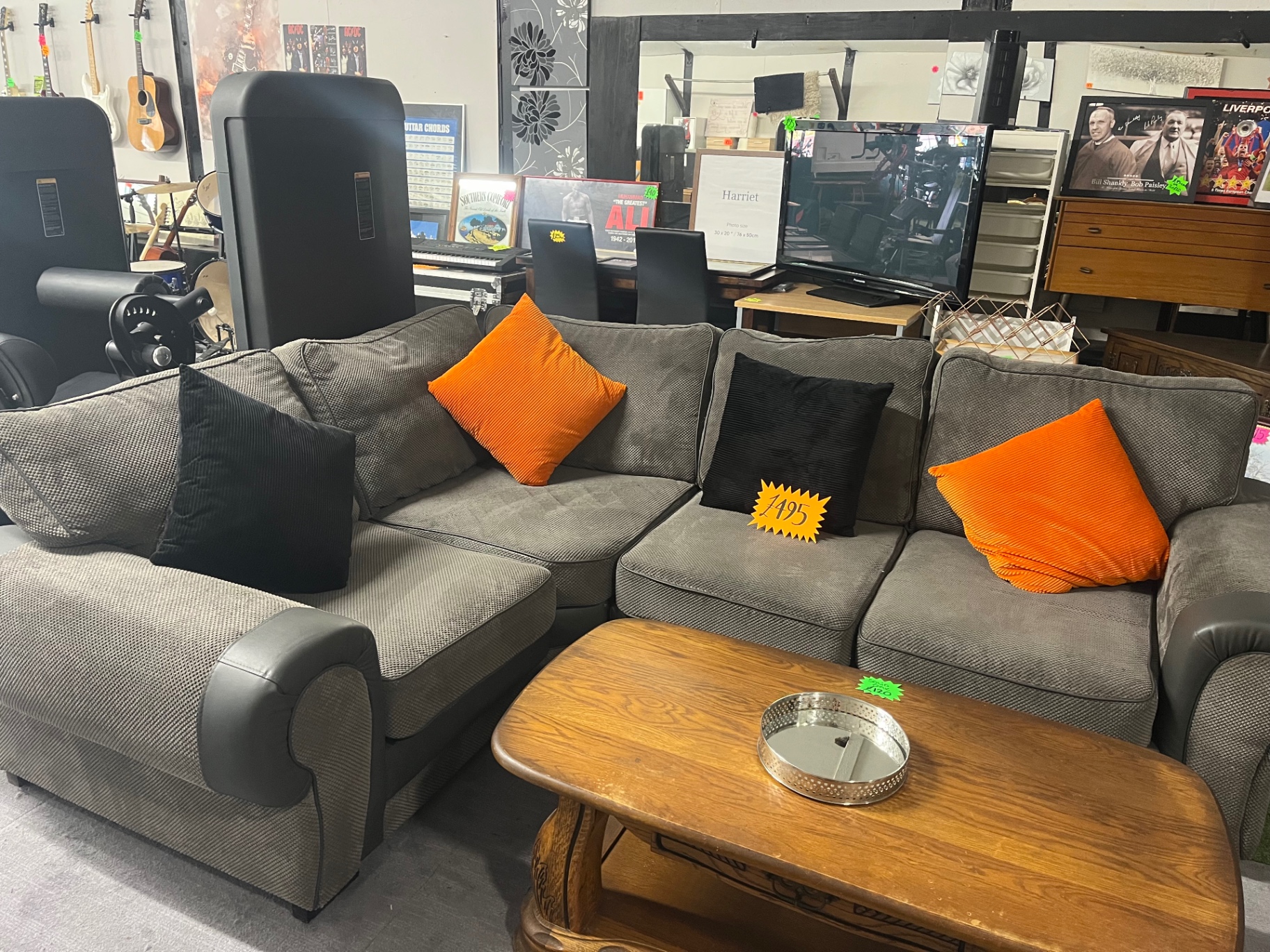 Grey Fabric Corner Sofa Suite